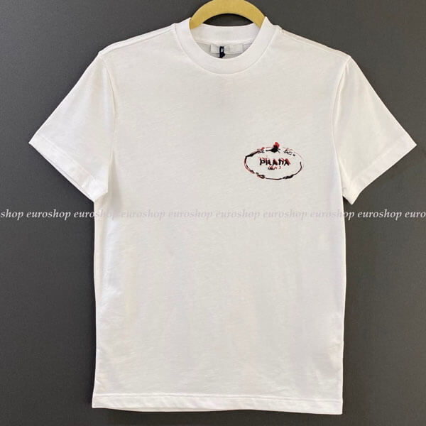 プラダ Tシャツ 偽物★PRADA★ミニロゴ Tシャツ 2カラー UJN556