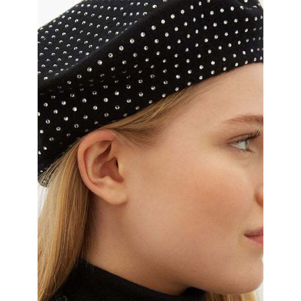 サンローラン キャップ コピー【サンローラン】 Crystal-embellished wool beret