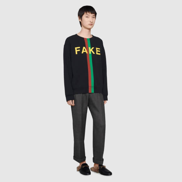 グッチ スウェットシャツ コピー 21AW◇グッチ "FAKE/NOT" プリント