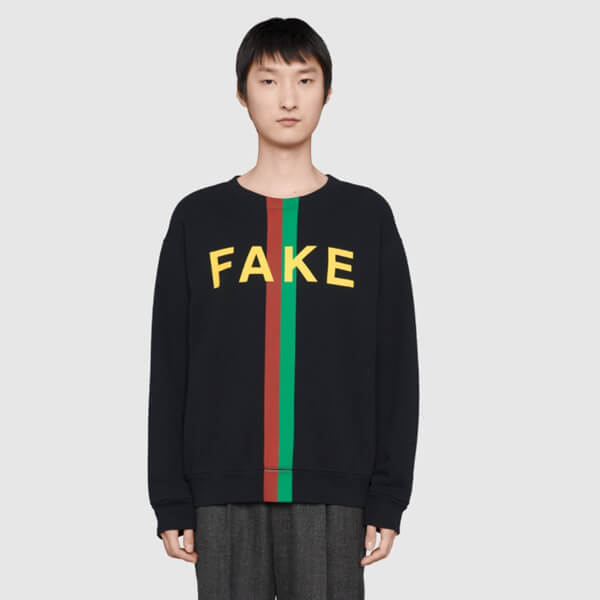 グッチ スウェットシャツ コピー 21AW◇グッチ "FAKE/NOT" プリント