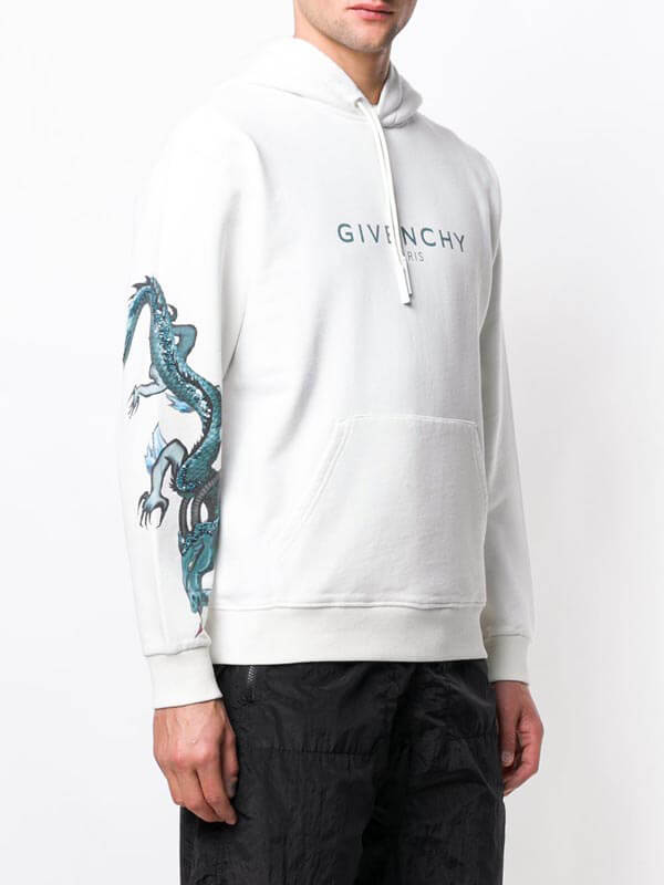 2020新作限定人気 ジバンシィ偽物 GIVENCHY 20AW Logo&Dragon パーカー_WHITE