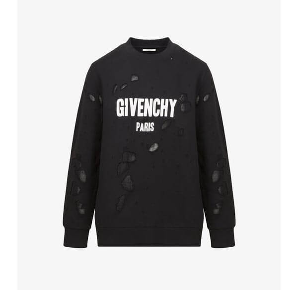 2020年春夏新作【GIVENCHY】ジバンシィ偽物 ブラックダメージスウェットシャツ