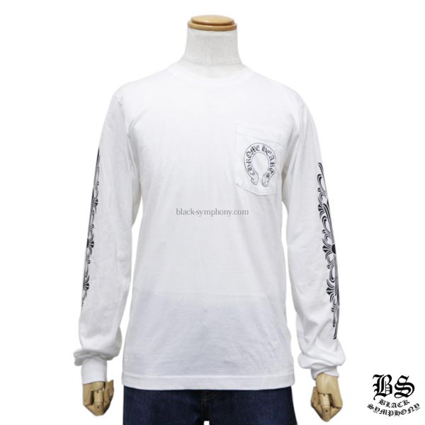 2020AW Chrome Hearts クロムハーツTシャツ コピー ロングTシャツ ホースシュー&フローラルクロス ホワイト