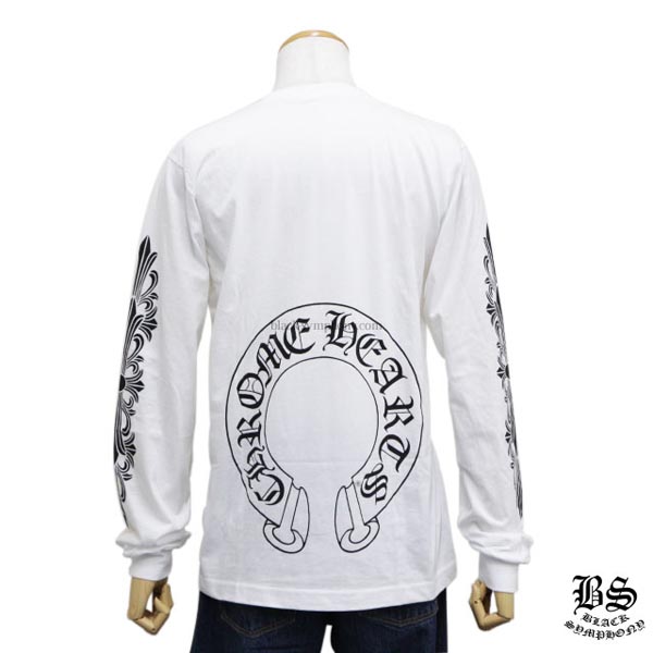 2020AW Chrome Hearts クロムハーツTシャツ コピー ロングTシャツ ホースシュー&フローラルクロス ホワイト