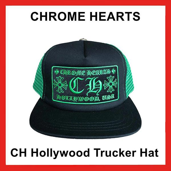 クロムハーツ キャップ 偽物 CH Hollywood Trucker Hat Black/Green
