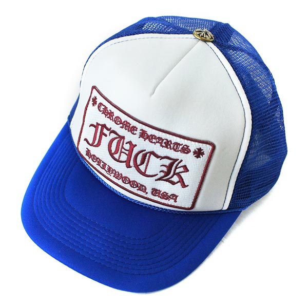 CHROME HEARTS メンズ クロムハーツ レプリカ ハリウッド ファック トラッカーキャップ ブルー