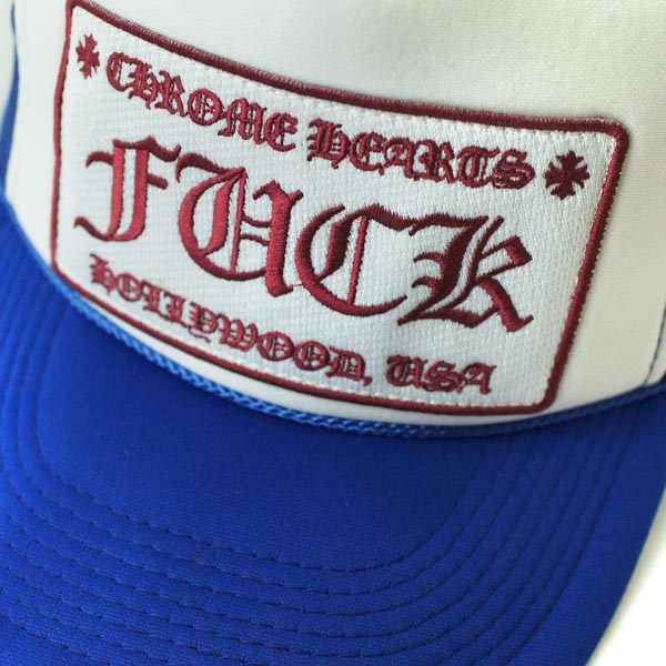 CHROME HEARTS メンズ クロムハーツ レプリカ ハリウッド ファック トラッカーキャップ ブルー