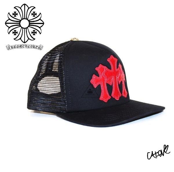 CHROME HEARTS★クロムハーツ キャップ コーデ レプリカ【CHセメタリークロス×赤レザー】