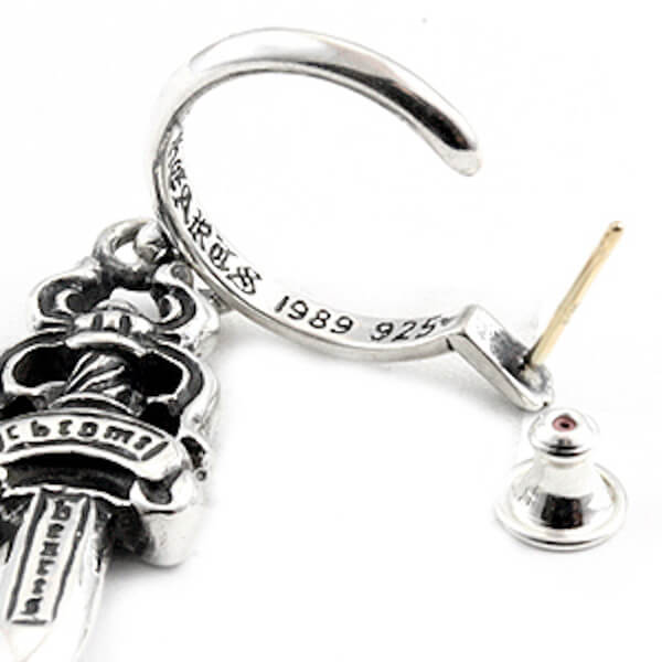 18AW CHROME HEARTS クロムハーツスーパーコピー ピアス #5 ダガー フープ シルバーイヤリング
