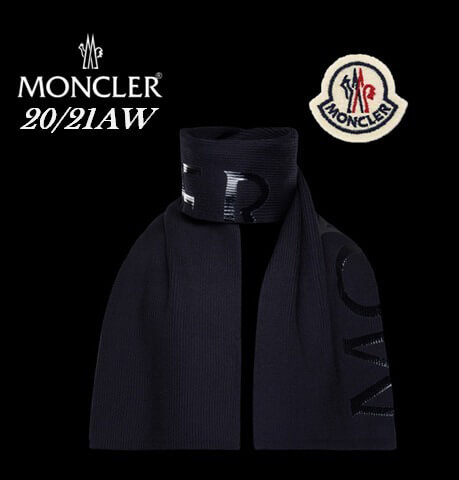 モンクレール 偽物 20/21AW新作【MONCLER】ハーフシャインレタリングロゴマフラー