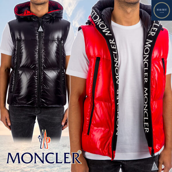 モンクレール ベスト 偽物◆VIP◆MONCLER◆AGNEAUX ダウンベスト/ジレ レッド 