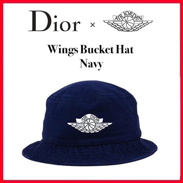 ディオール ナイキ キャップ コピー☆【大注目コラボ】ディオール☆ Air Jordan Wings Bucket Hat /NAVY