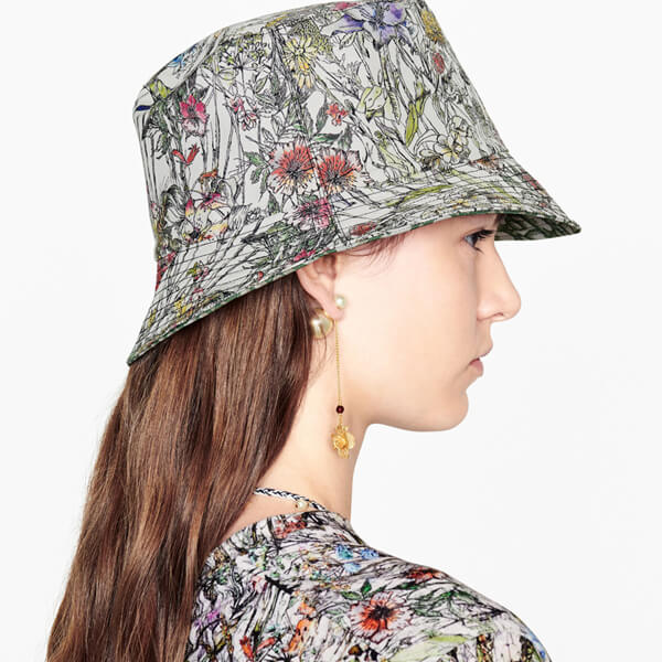 ディオール 偽物 キャップ MILLE FLEURS ボブハット コットンブレンド