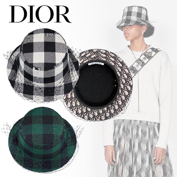 ディオールスーパーコピー＊19AW TEDDY D CHECK'N'ディオール ボブハット ベール付き