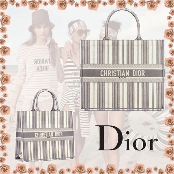 ディオール ブックトート 偽物 国内未入荷★ SS20新作 ディオール BOOK TOTE グレーストライプトート
