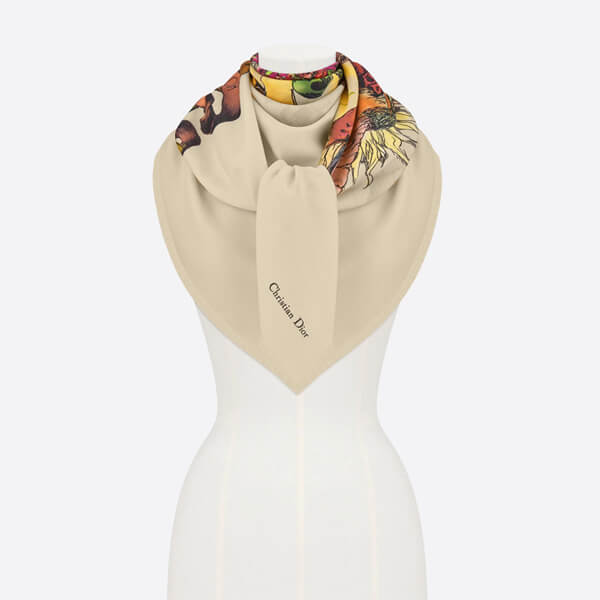 ディオール マフラー 偽物 CŒUR EN FLEUR DE ディオール ショール ウールシルクカシミア