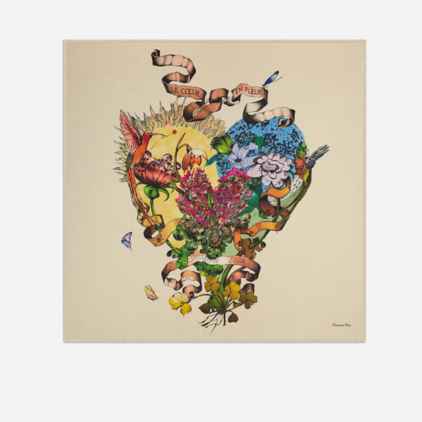 ディオール マフラー 偽物 CŒUR EN FLEUR DE ディオール ショール ウールシルクカシミア