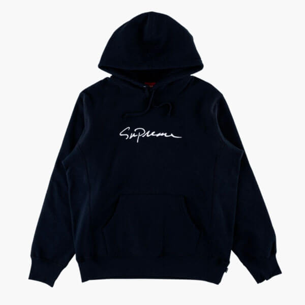 入手困難！シュプリーム パーカー 偽物 シュプリーム Classic Script Hooded Sweatshirt Navy