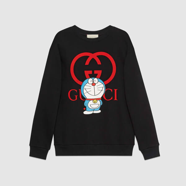 グッチ ドラえもん 偽物 コラボ DORAEMON X グッチ ドラえもん x グッチ 黒色のコットンスウェット