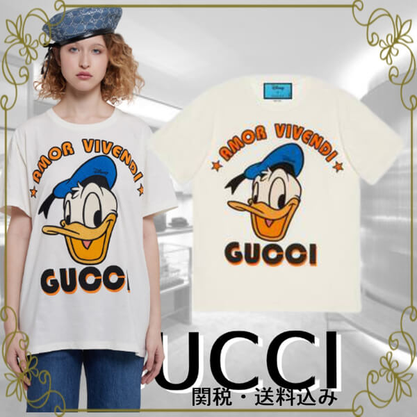 ★ディズニー グッチ ドナルドダック Tシャツ コピー★DISNEY x グッチ Donald Duck 615044XJDBJ9088