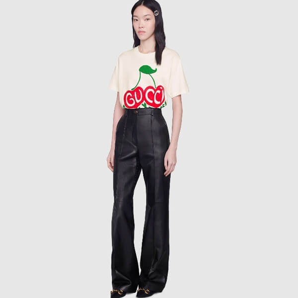 グッチ BEVERLY HILLS グッチ Tシャツ 偽物 チェリー プリント 580762 XJCRJ 9095