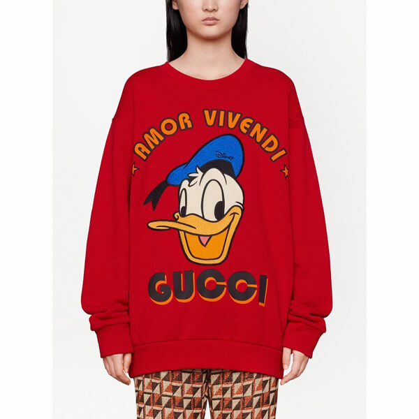 ディズニー グッチ ドナルドダック 偽物 DISNEY x グッチ Donald Duck★スウェットシャツ 617964XJDC16429