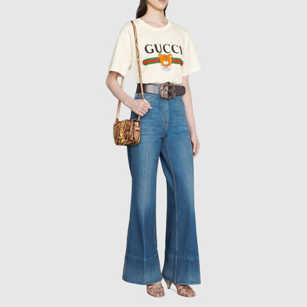 グッチ カイ Tシャツ 偽物 限定【EXO-KAI x グッチ コラボ】ベアプリント◆コットン 615044 XJDJH 9095