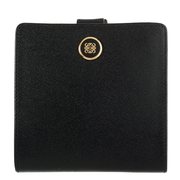 ロエベ ロゴボタン付き2つ折りコンパクト財布 118.30.A53 TEXTURED BOXCALF 1100
