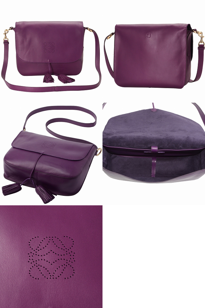 ロエベ SOFT LEATHERフリンジ付きショルダーバッグ 315.82.E29 0004 6100