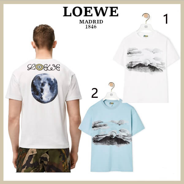 ★ロエベ 偽物 Tシャツ★ ブルームーン プリント Tシャツ  H664341X65