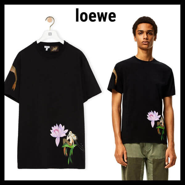 ロエベ コピー シャツ loewe プリントコットンジャージーTシャツ マーメイド