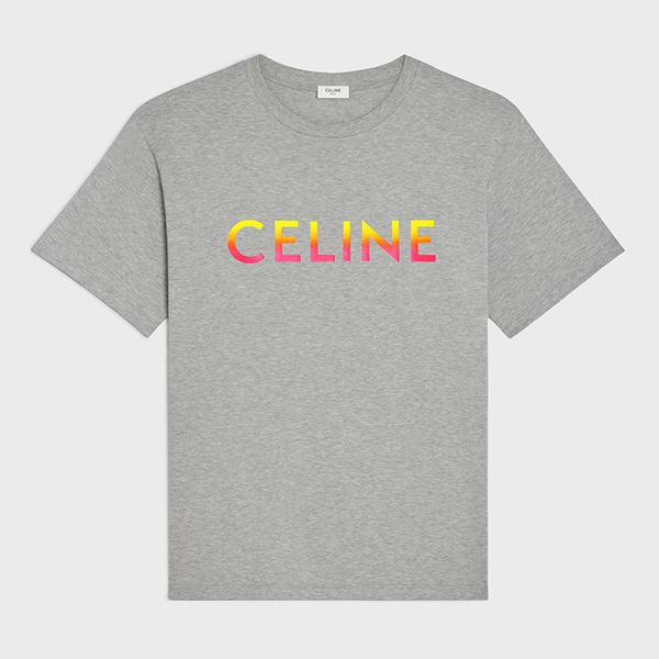 お洒落に【セリーヌ】グラデーション 偽物 ロゴ ルーズ Tシャツ