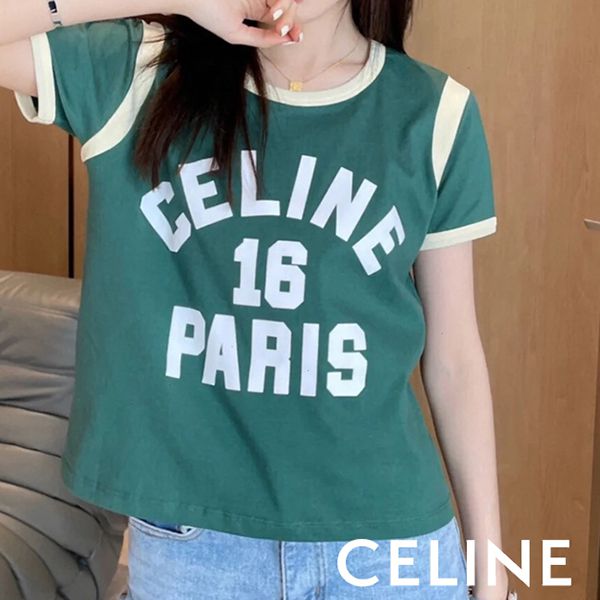 お洒落にセリーヌ 16 ボクシーTシャツ 激安 ボトルグリーン 3色