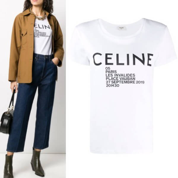 新作【セリーヌ 偽物 Tシャツ レディース パロディ】セリーヌ Paris ロゴプリント2X314864J 01OB