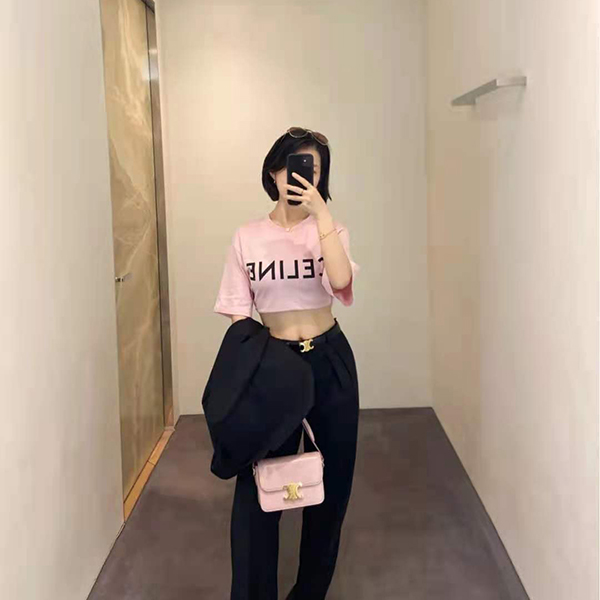 21SS【セリーヌ Tシャツ 偽物】クロップド Tシャツ コットンジャージー 2X761501F.24IA