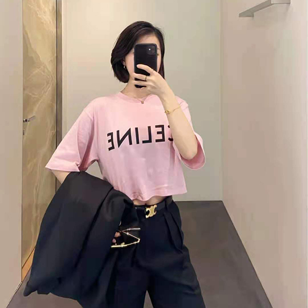 21SS【セリーヌ Tシャツ 偽物】クロップド Tシャツ コットンジャージー 2X761501F.24IA