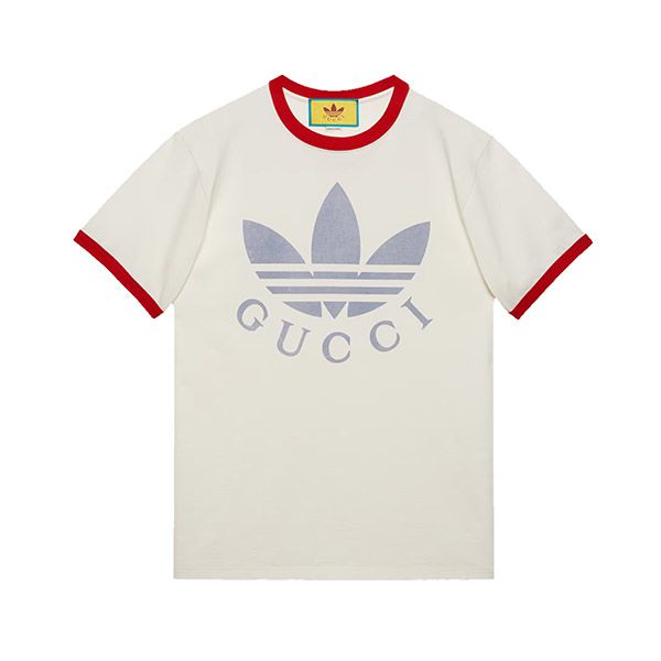 アディダス グッチ Tシャツ 偽物 コットン ジャージ Tシャツ【コラボ】