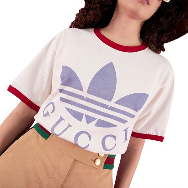 アディダス グッチ Tシャツ 偽物 コットン ジャージ Tシャツ【コラボ】