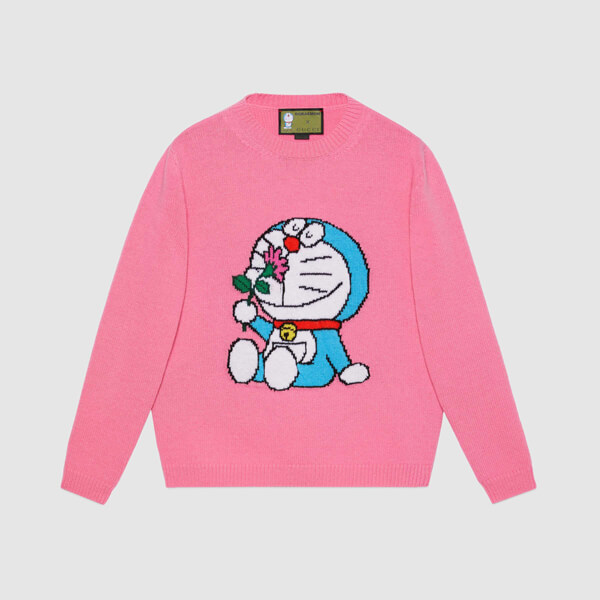 ドラえもん グッチコラボ 偽物 DORAEMON X グッチ ドラえもんのかわいいウールのセーター 桃