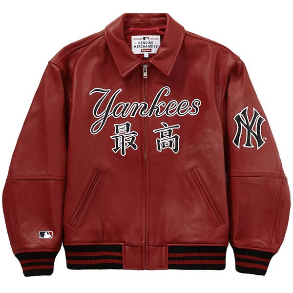 シュプリーム MLB「最高」偽物★Supreme x NYヤンキース★洗練された芸術★ロゴレザージャケット★