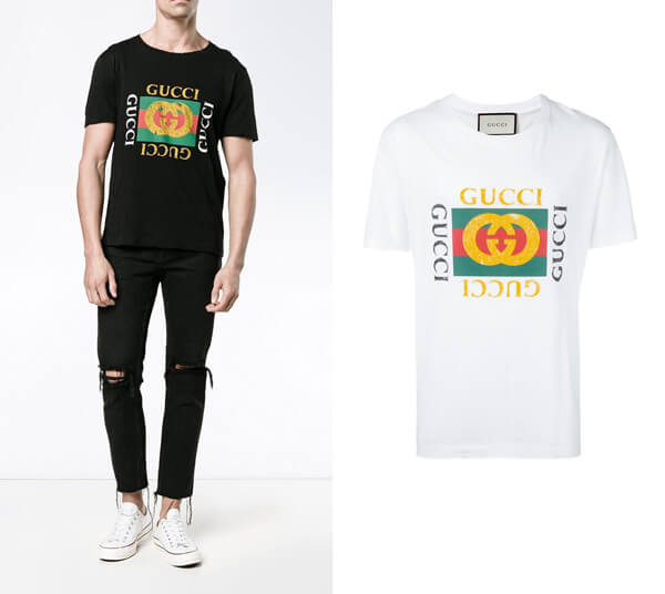 2017AW グッチスーパーコピー グッチ GG LOGO PRINTED T-SHIRTS