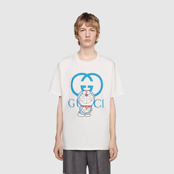 グッチ ドラえもん コピー☆21SS☆【グッチ】xDORAEMON★コラボ★オーバーサイズ Tシャツ 616036 XJDEZ 9791