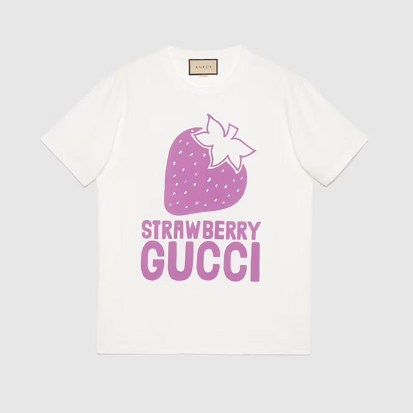 【グッチ】ストロベリーグッチ 偽物 コットンTシャツ★送料込 548334XJDWG 9275