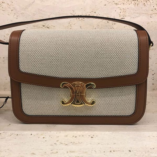 セリーヌ トリオンフバッグ 偽物 ミディアム テキスタイル&カーフ 191242BGI.04LV
