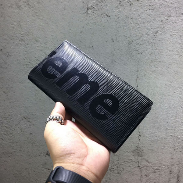 17-18AW新作 シュプリームコピー ルイヴィトン × シュプリーム PF. BRAZZA SP EPI Wallet 長財布 黒