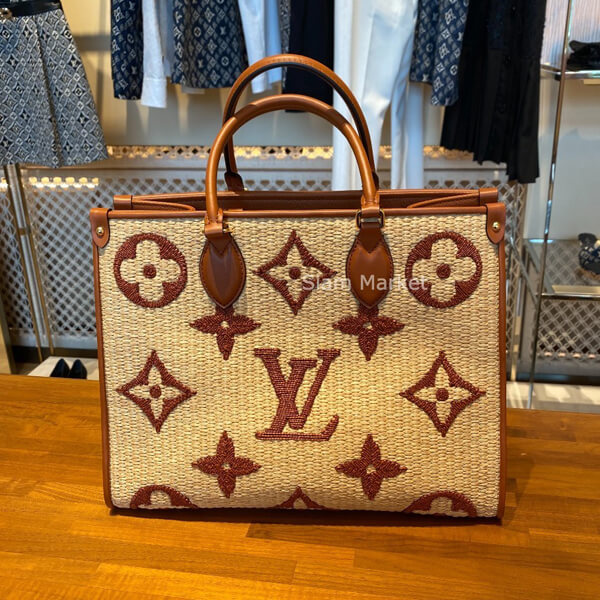 ルイヴィトン オンザゴー コピー ラフィア LV MM トートバッグ  モノグラム M57707