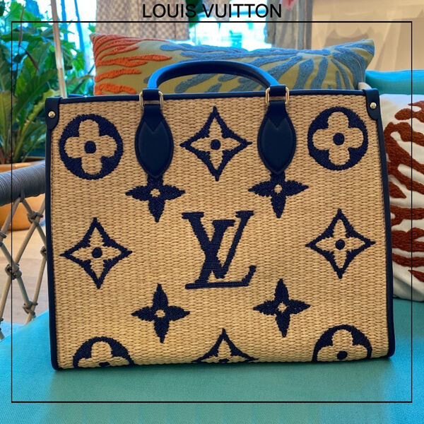 ルイヴィトン オンザゴー コピー ラフィア LV MM トートバッグ  モノグラム M57707