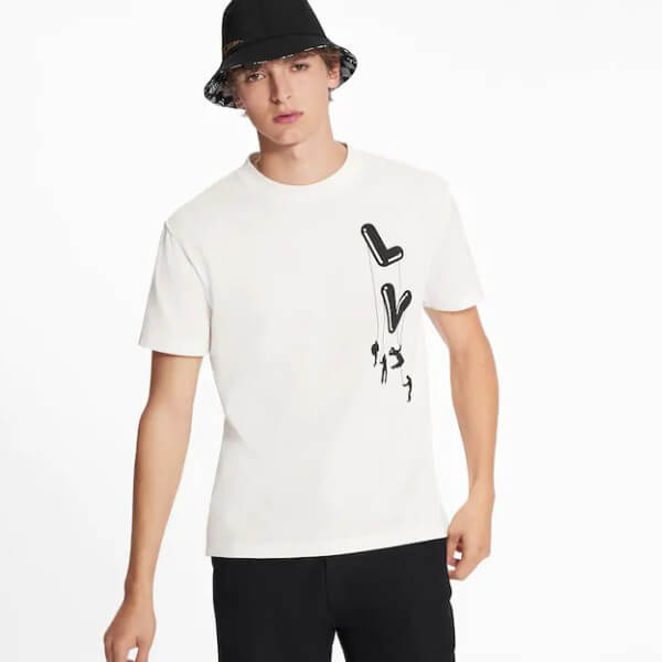 ルイヴィトン 偽物 フロウティングLVプリンテッドTシャツ 1A8P8W