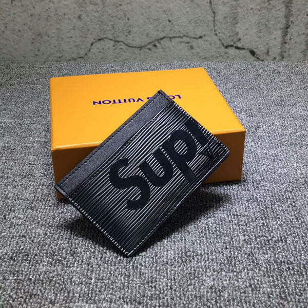 ルイヴィトン 財布 エピ×シュプリームコピー M67753 ポルト カルトサーンプル シュプリームコラボカードケース ブラック