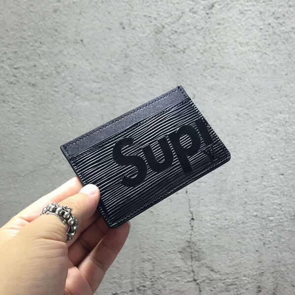 ルイヴィトン 財布 エピ×シュプリームコピー M67753 ポルト カルトサーンプル シュプリームコラボカードケース ブラック